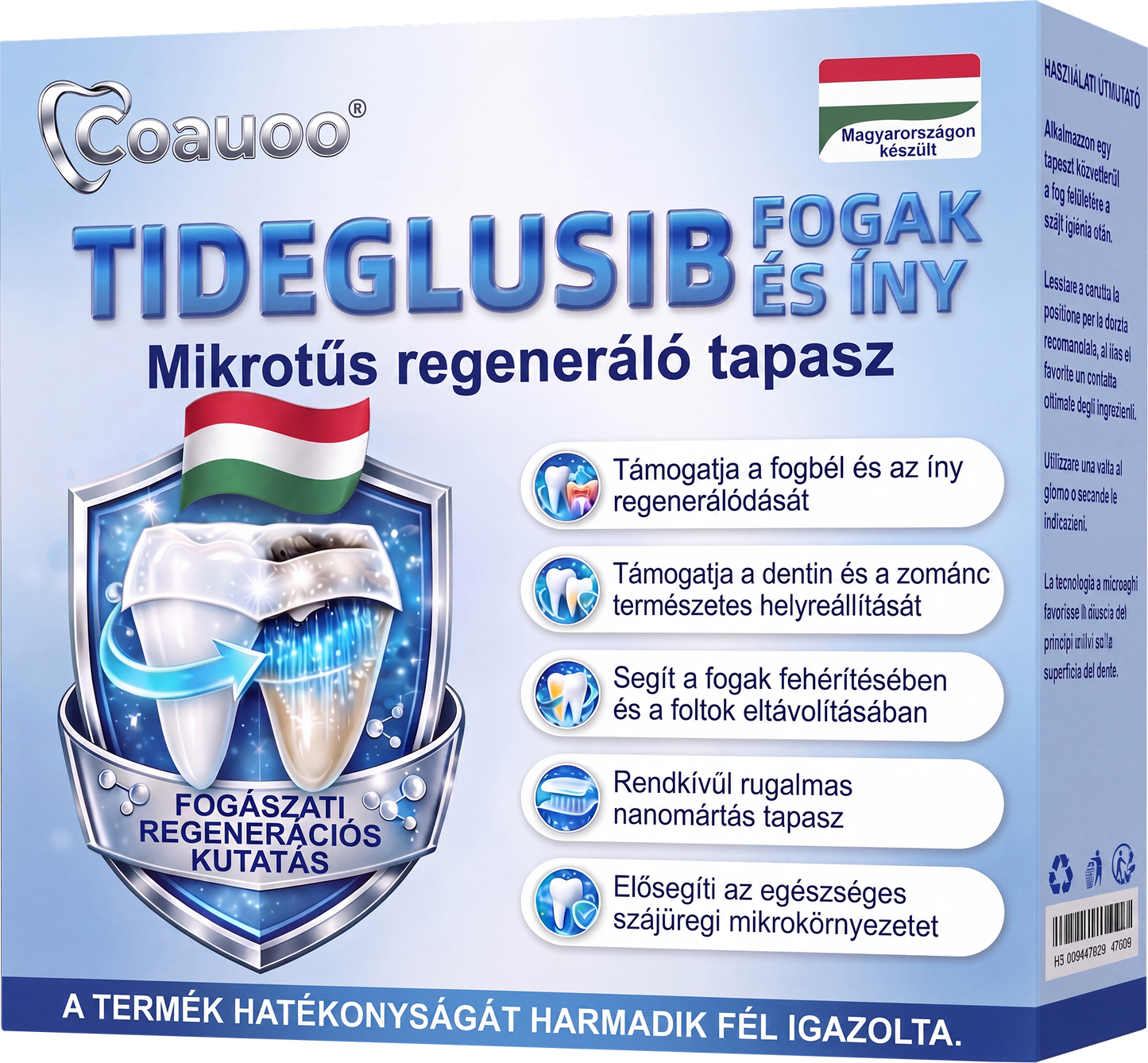 🇭🇺🦷 Mondj búcsút az érzékenységnek és kellemetlenségeknek! 𝐂𝐨𝐚𝐮𝐨𝐨® Tideglusib szájcsíkok – gyors regenerálás a fogaknak és az ínynek 😊